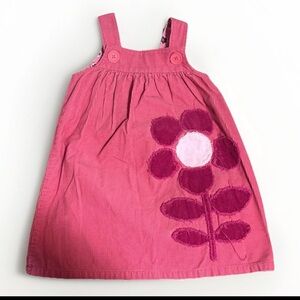 Mini Boden Pink Corduroy Dress Floral Appliqué 3–4 Years 100% Cotton
